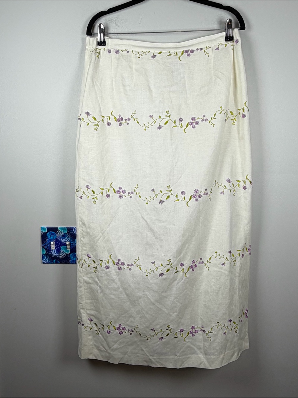 Vintage Jessica Howard Linen Blend Midi Skirt Floral Fairy Cottagecore Size 14